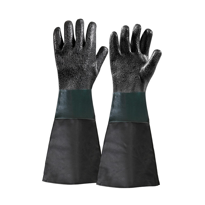 GUANTI PVC NERI PER SABBIATRICE LUNGH.600 MM