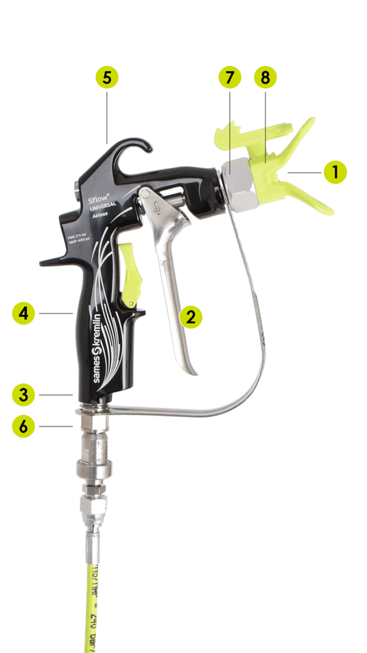 SAMES PISTOLA AIRLESS MANUALE UNIVERSALE 7/8" SFlow® 7/8 470B 4F FLAT GUARD W/O TIP SF 1/4NPSM