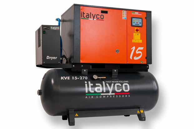 COMPRESSORE A VITE ON-OFF SILENZIATO ITALYCO MAXI  8/270, V400/50/3 - 270LT - 7,5HP - 5,5KW - 10 BAR
