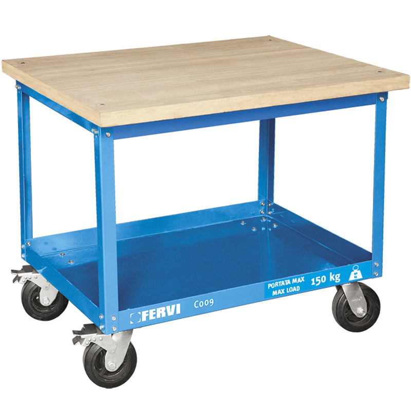 CARRELLO PORTAUTENSILI CON PIANO IN LEGNO