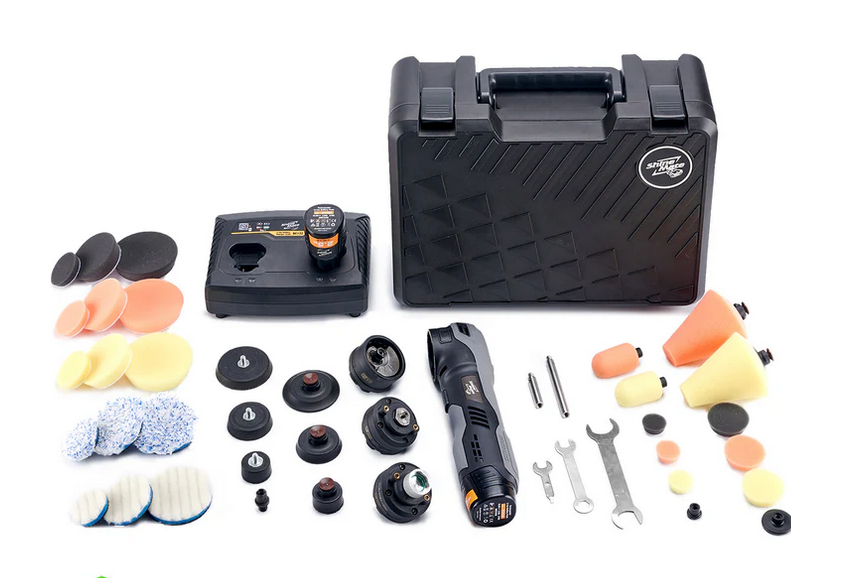 Lucidatrice a Batteria Cordless - Kit Corpo Macchina + 2 Batterie + Caricatore + Kit Tamponi - Shinemate