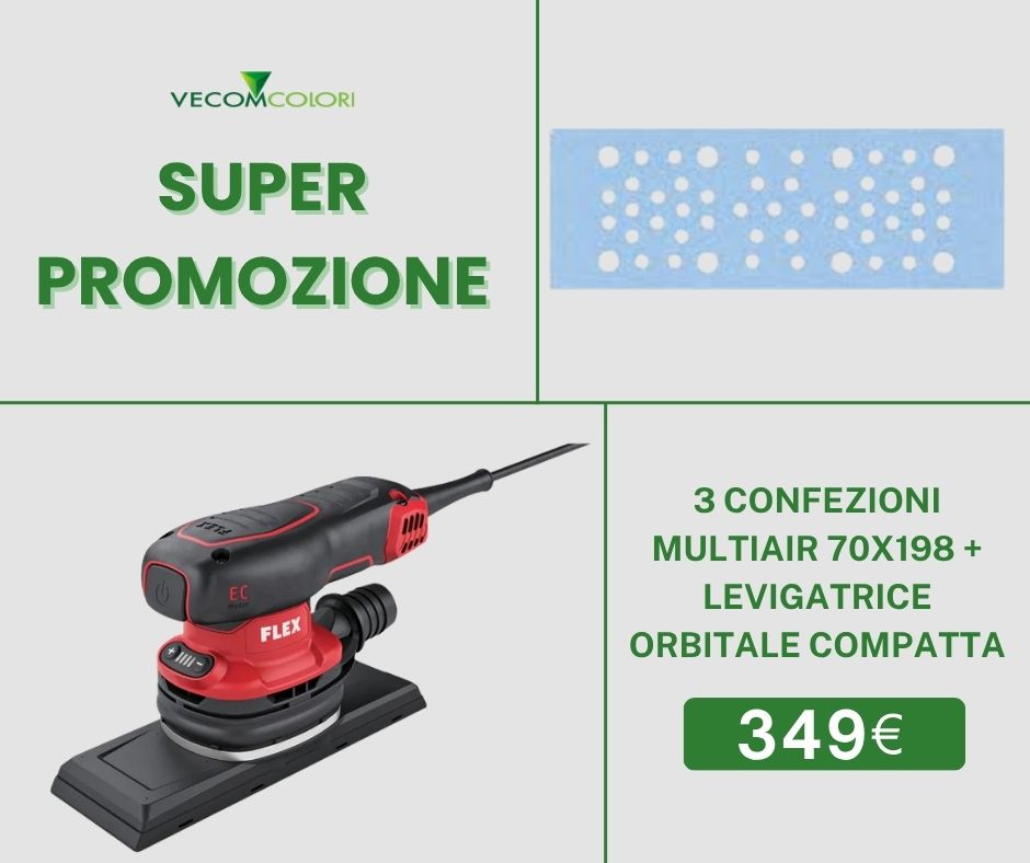 KIT LEVIGATRICE ORBITALE FLEX 70X198 + 3 CF STRISCE ABRASIVE 70X198 GRANE MISTE