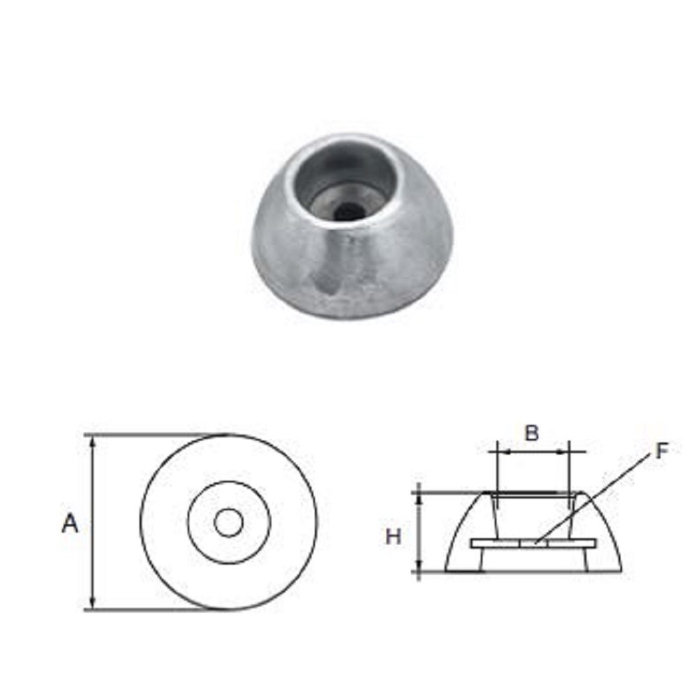 NC024UK ANODO TIMONI E FLAPS MIS DIAM 70X H33 FORO DIAM 11