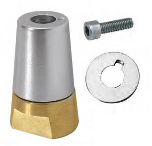 RA001 OGIVA TIPO RADICE RA-1 PER ASSE D.22-25 IN BRONZO COMPL. DI ANODO ZINCO RONDELLA  E VITI INOX