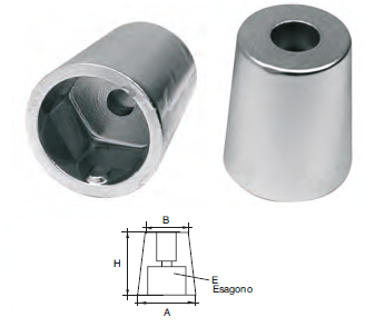 RA032 OGIVA TIPO RADICE RA-2GE PER ASSE D.35 SOLO ANODO ACCOP. ESAGONALE