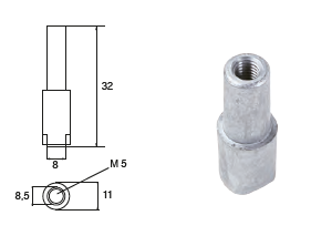 YA047 ANODO PER MOTORE YAMAHA- MARINER MOTORI F9,9C/D/FT 9,9D/F15A  fil.m5