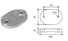 ZX018 ANODO DA IMBULL. FX-05  KG 0.5 MIS 100X70X12 F/F 70 2 FORI DIAM 8
