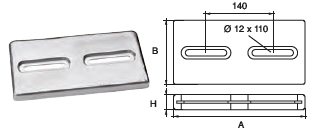 AX031 ANODO DA IMBULL. KG  3,5 MIS 300X80X46 F/F 80 2 ASOLE DIAM 13X19 ALLUMINIO