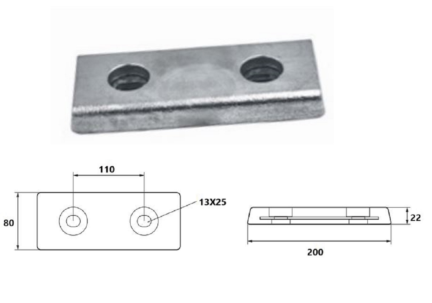 ZX074 ANDODO DA IMB. 200X80 H.22 F/F110