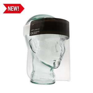 Visiera con schermo in PET incolore trasparente.